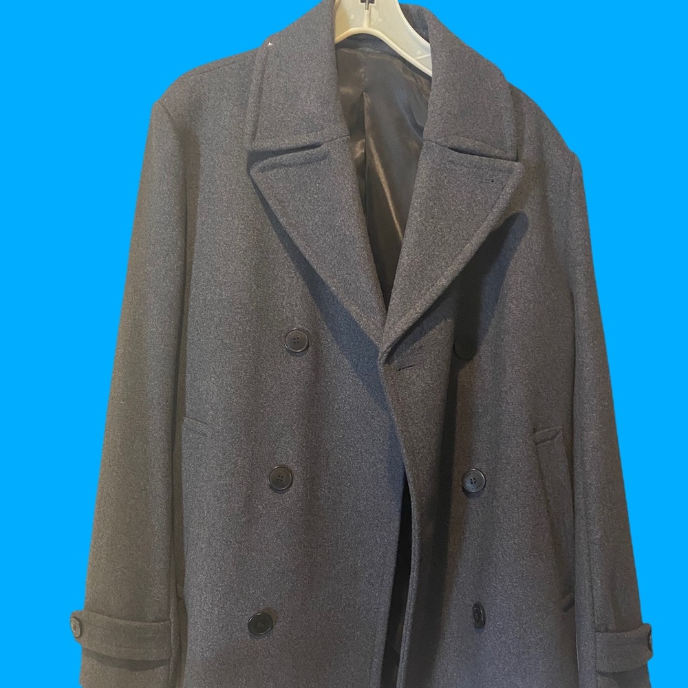 H & M Pea Coat, 44R, Double Breasted Gray